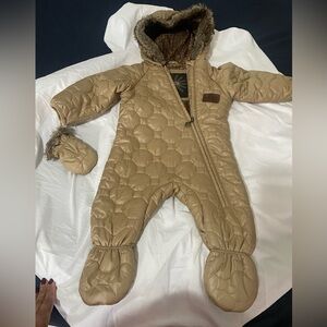 UGG Tan Quilted Kids Footie with Hood
